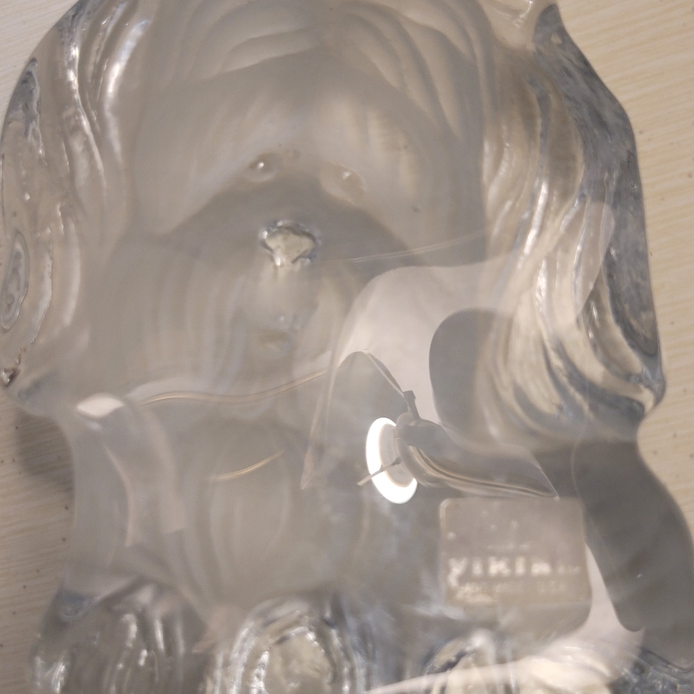 Vintage Viking Frosted Glass Dog Decor Hand made Paperweight - Picture 5 of 6